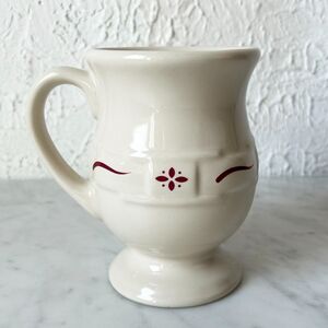 Longaberger Pottery Grandmug Footed Latte Cup Woven Traditions Red